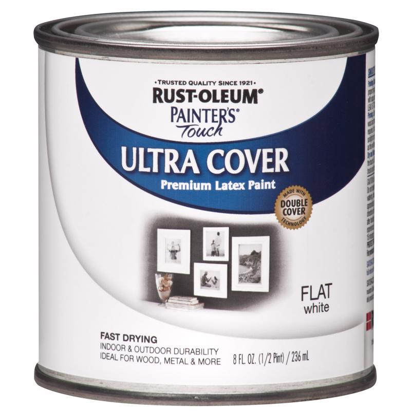 Rust-Oleum Painters Flat White Water-Based Ultra Cover Paint Exterior and Interior 0.5 pt, Pack of 6
