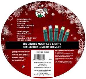 Santas Forest 03830 Rice String Light, Line, 3 VDC, 29V; 3.6 W, 10-Lamp, Multi-Color Lamp