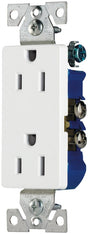 Eaton 1107W-10-L Duplex Receptacle, 2-Pole, 15 A, 125 VAC, Push, Side Wiring, NEMA: 5-15R, White