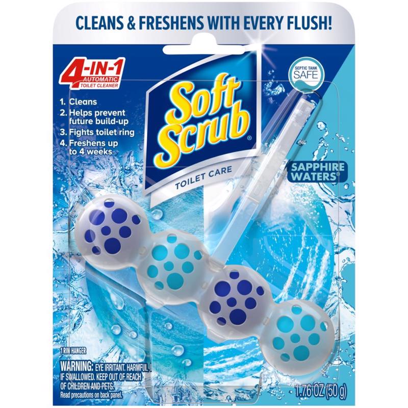 Soft Scrub 4-in-1 Toilet Care Sapphire Waters Scent Toilet Bowl Cleaner 1.76 oz Tablet, Pack of 6