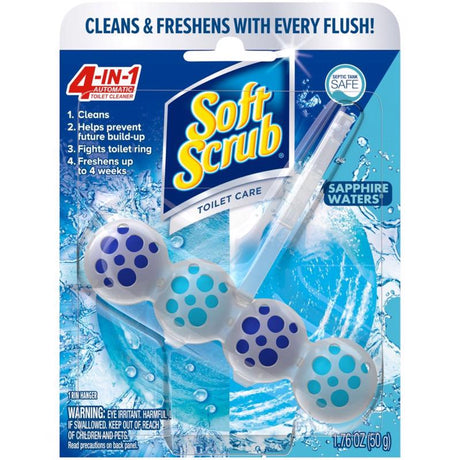 Soft Scrub 4-in-1 Toilet Care Sapphire Waters Scent Toilet Bowl Cleaner 1.76 oz Tablet, Pack of 6