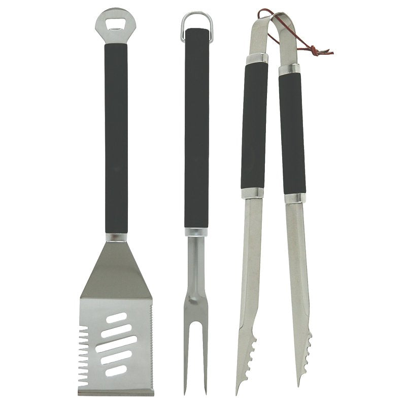 Mr. BAR-B-Q 02465YNST Tool Set, Stainless Steel, Plastic Handle, Comfort Grip Handle