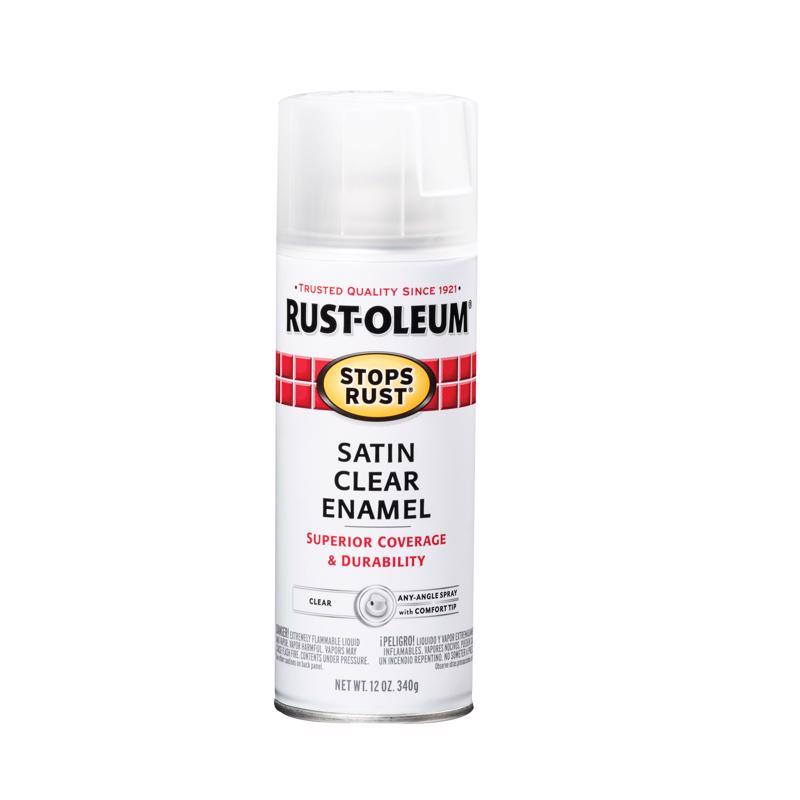 Rust-Oleum Stops Rust Satin Clear Spray Paint 12 oz, Pack of 6