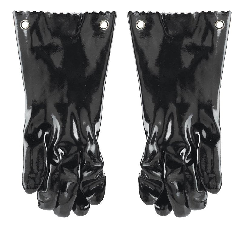 Mr. BAR-B-Q 40111Y Insulated Barbecue Gloves, Rubber, Black