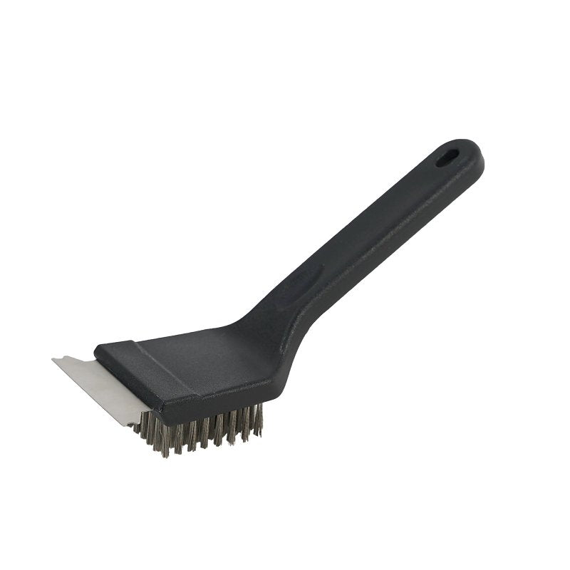 Mr. BAR-B-Q 60312Y Grill Brush with Scraper, Stainless Steel Bristle, Plastic Handle, 8 in L