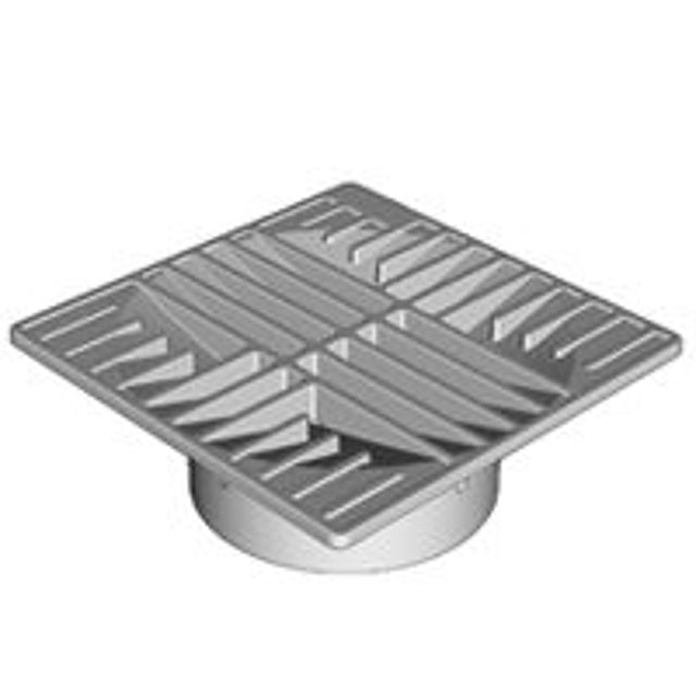 DrainTech 0642SDB Drop-In Drain Grate, 6 in Dia, 5-7/8 in L, 5-7/8 in W, Square, 1/4 in Grate Opening, Polyethylene