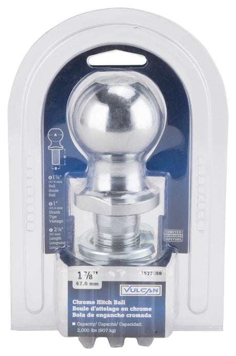 Vulcan TD-06 Hitch Ball, 1-7/8 in Dia Ball, 1 in Dia Shank, 2,000 lb Gross Towing