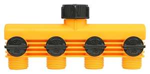 Landscapers Select YM20820 Tap Manifold Connector, 4 Way, Black/Yellow, Pack of 8