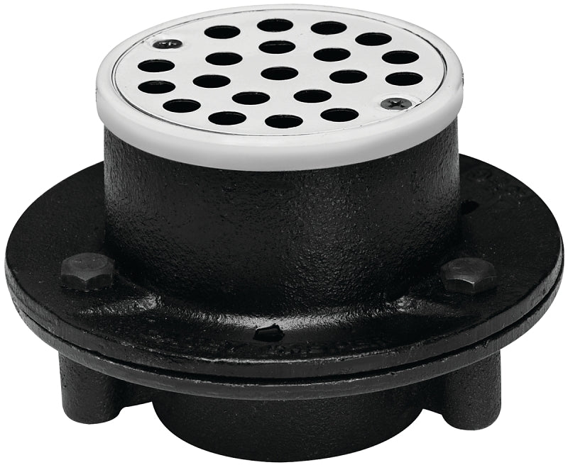Oatey 42197 Shower Drain, Iron, Black, Specifications: Round Shape