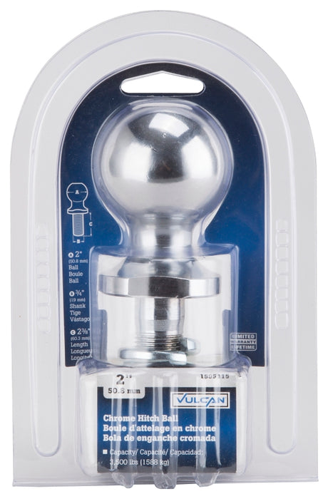 Vulcan TD-04 Hitch Ball, 2 in Dia Ball, 3/4 in Dia Shank, 3,500 lb Gross Towing