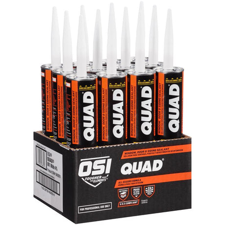 OSI Quad Bronze Elastomeric Polymers Door/Siding/ Window Sealant 10 oz, Pack of 12