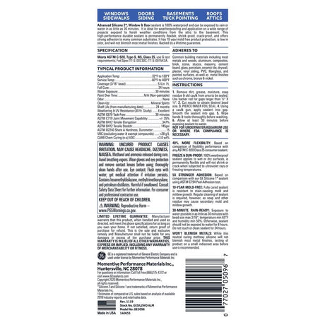 GE Advanced Almond Silicone 2 Window and Door Caulk Sealant 10.1 oz, Pack of 12