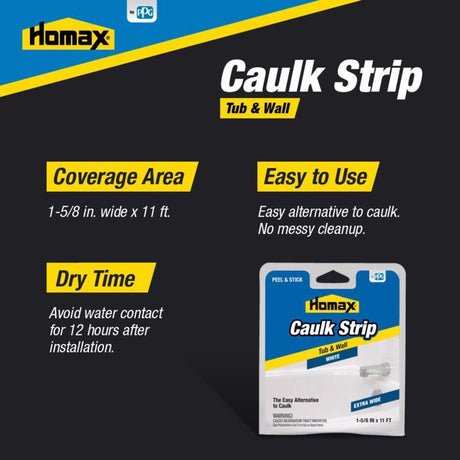 Homax White Silicone Caulk Strips 1-5/8 in. x 16 ft.
