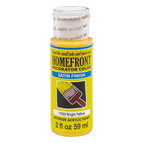 Homefront Decorator Color Satin Bright Yellow Hobby Paint 2 oz, Pack of 3