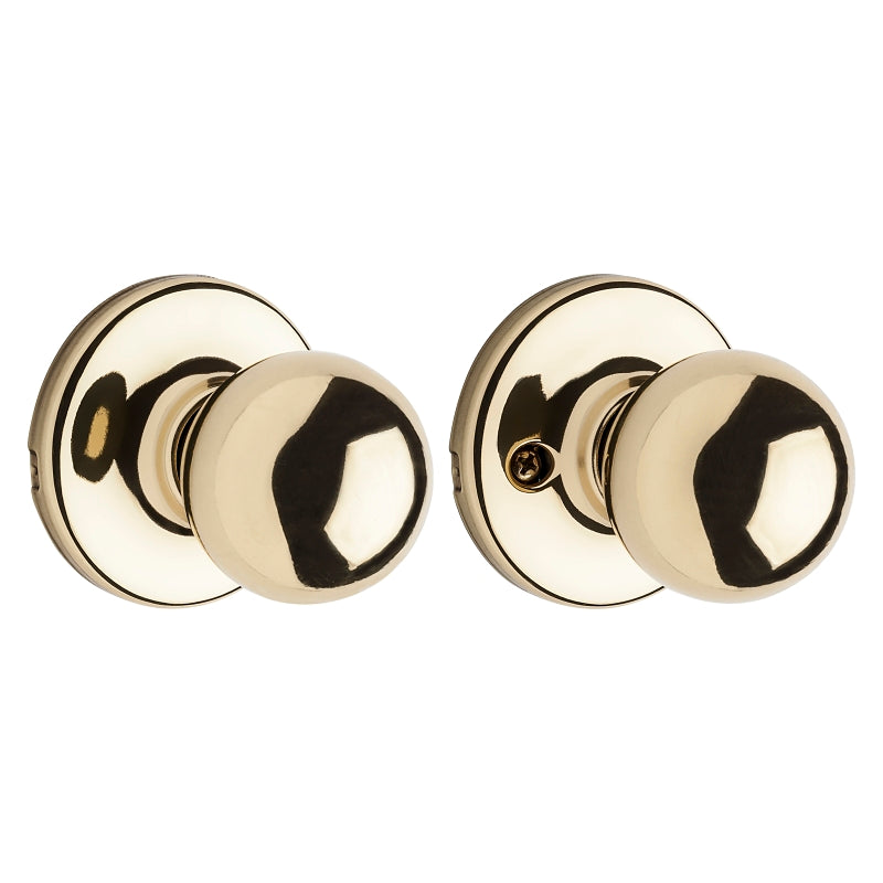 Kwikset 488P 3 CP Dummy Door Knob, 1-7/8 in Dia Knob, Polished Brass