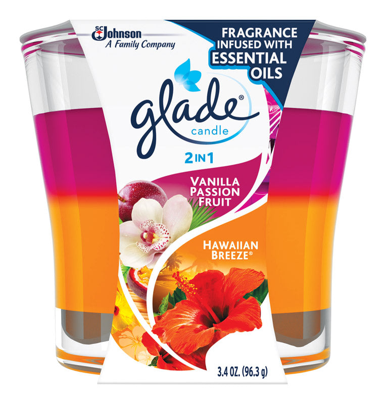 Glade Pink/Orange Vanilla Passion Fruit & Hawaiian Breeze Scent Air Freshener Candle, Pack of 6