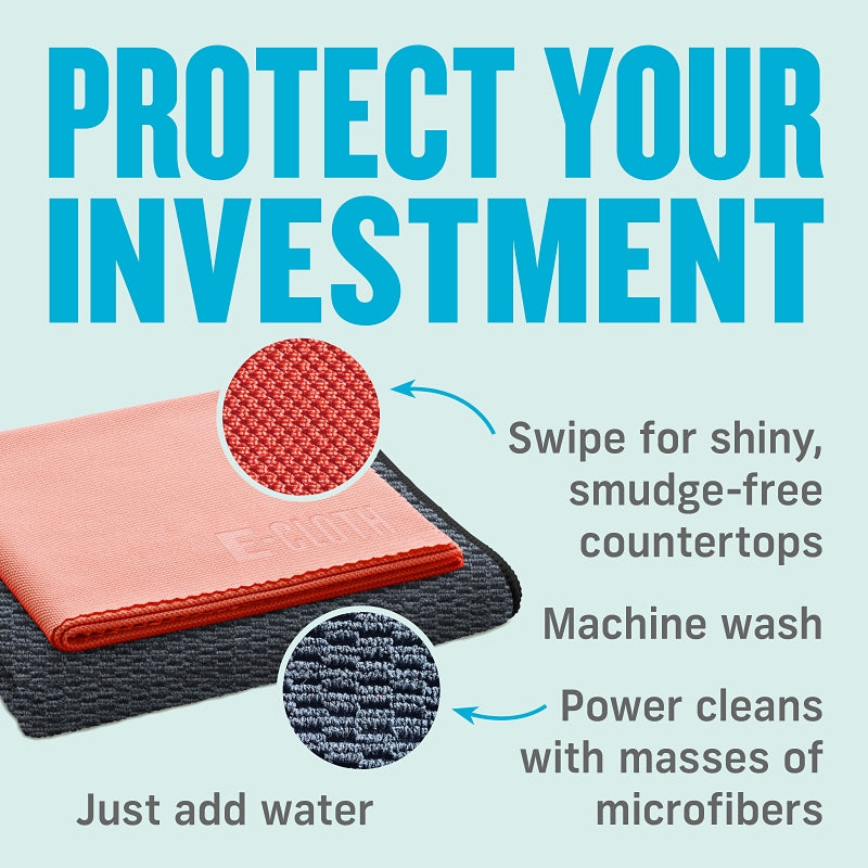 e-cloth 10635 Granite and Stone Cleaning Cloth Kit, 12-1/2 in L, 12-1/2 in W, Polyamide/Polyester