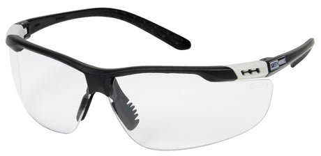 Safety Works SWX00255 Safety Glasses, Clear Lens, Black Frame, Anti-Fog Lens, Width Adjustable, Semi-Rimless Frame