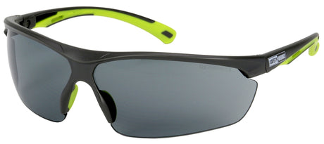 Safety Works SWX00257 Safety Glasses, Gray Lens, Gray/Green Frame, Anti-Fog Lens, Angle-Adjustable, Semi-Rimless Frame