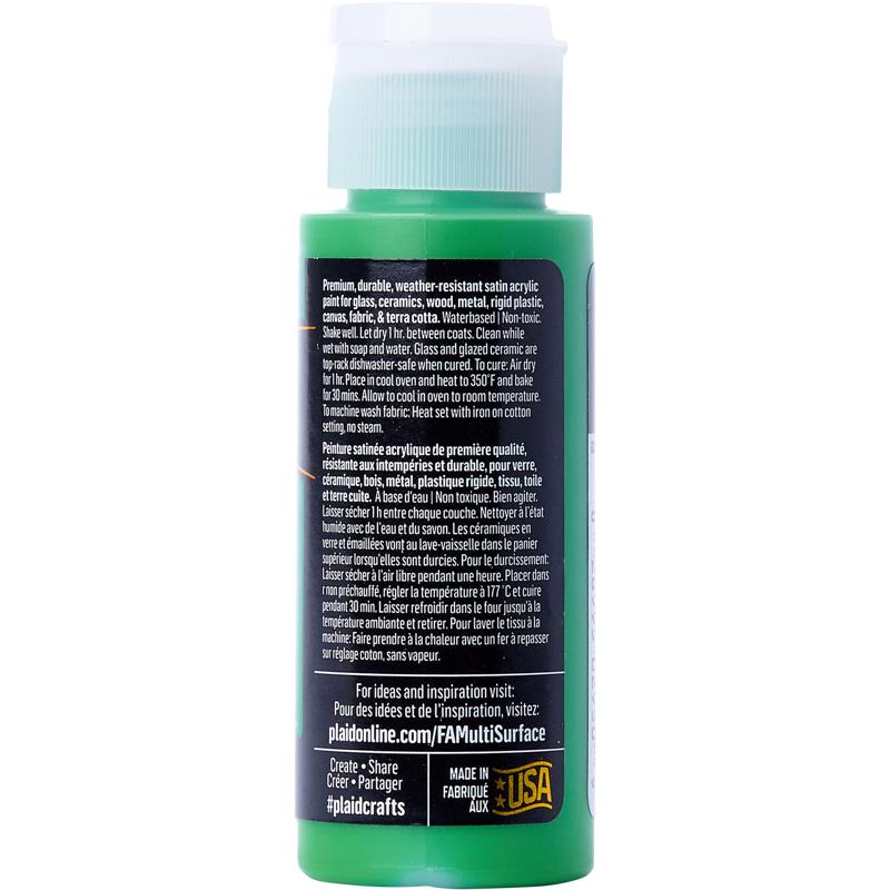 Plaid FolkArt Satin Bright Green Hobby Paint 2 oz, Pack of 3