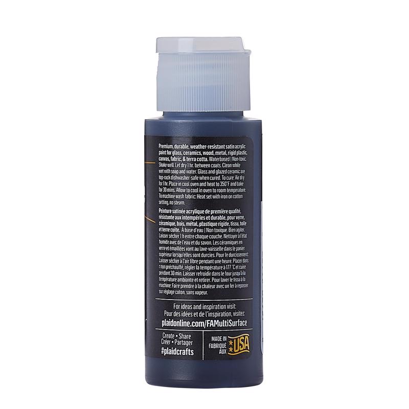 Plaid FolkArt Satin Pure Black Hobby Paint 2 oz, Pack of 3