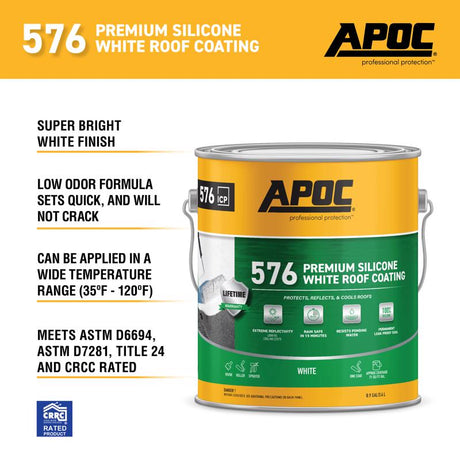 APOC Gloss Bright White Silicone Roof Coating 1 gal, Pack of 4