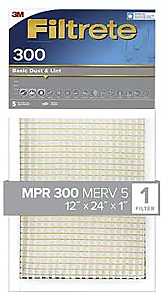 Filtrete BA20-4 Air Filter, 12 in L, 24 in W, 5 MERV, 300 MPR, Pack of 4