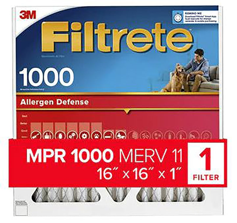 Filtrete AL16-4 Air Filter, 16 in L, 16 in W, 11 MERV, 1000 MPR, Polypropylene Frame, Pack of 4