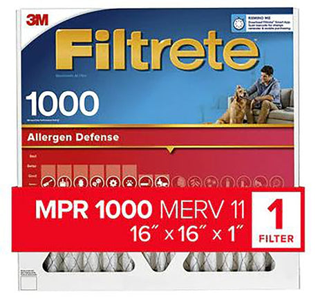 Filtrete AL16-4 Air Filter, 16 in L, 16 in W, 11 MERV, 1000 MPR, Polypropylene Frame, Pack of 4