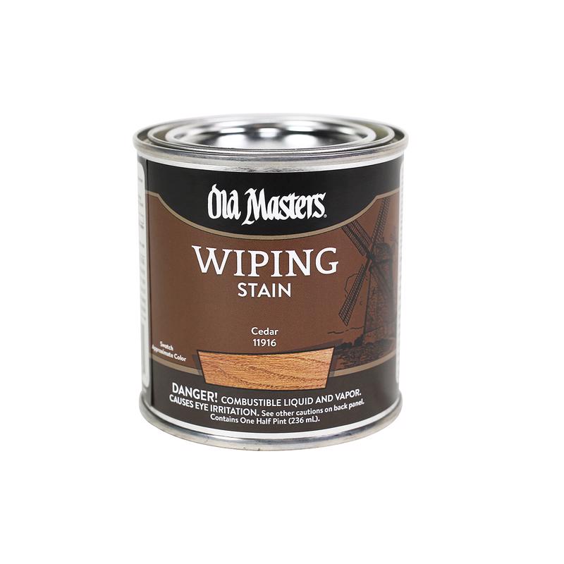 Old Masters 11916 Wiping Stain, Cedar, Liquid, 0.5 pt, Can, Pack of 6