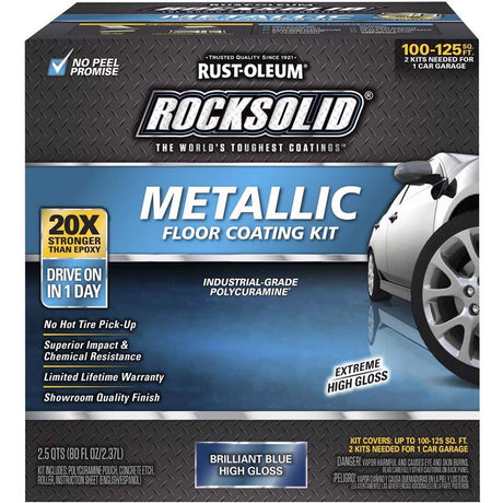 Rust-Oleum RockSolid High-Gloss Brilliant Blue Garage Floor Coating Kit 70 oz, Pack of 2