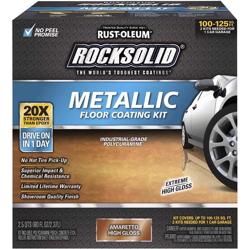 Rust-Oleum 299741 Floor Coating Kit, High-Gloss, Amaretto, Particulate Solid, 70 oz, Pack of 2