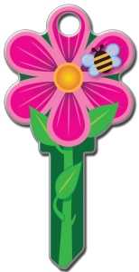 Lucky Line Key Shapes Series B106S Key Blank, Flower, Brass, Enamel-Coated, For: Schlage Locks, Pack of 5