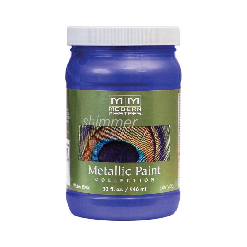 Modern Masters Shimmer Satin Venetian Blue Metallic Paint 1 qt, Pack of 4