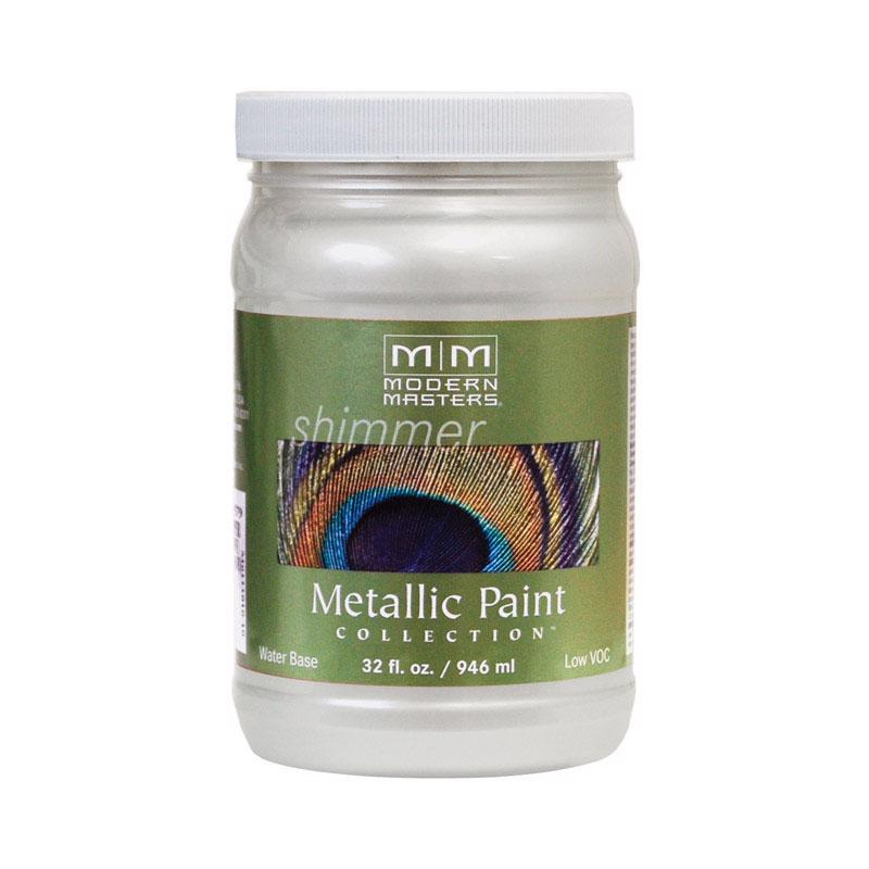 Modern Masters Shimmer Satin Pearl White Metallic Paint 1 qt, Pack of 4