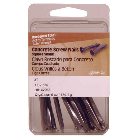 HILLMAN 3 in. Concrete Hardened Steel Screw Nail Flat Head 6 oz, Pack of 5