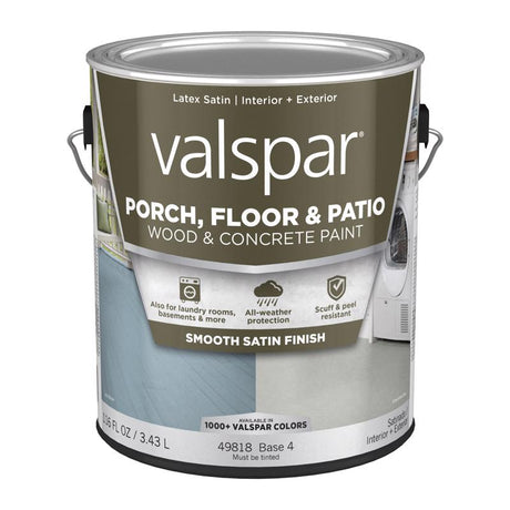 Valspar Porch, Floor & Patio Satin Base 4 Floor Paint 1 gal, Pack of 4