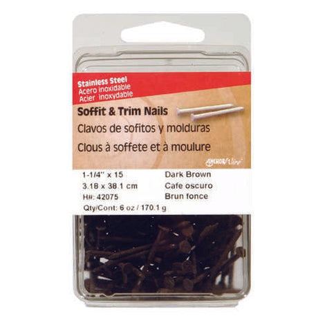 HILLMAN 1-1/4 in. Soffit and Trim Stainless Steel Nail Flat Head, Pack of 5