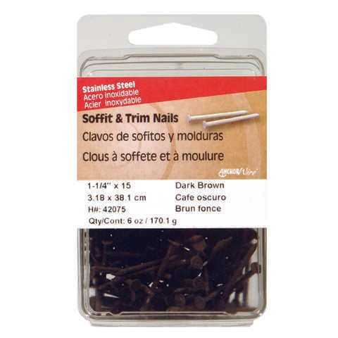 HILLMAN 1-1/4 in. Soffit and Trim Stainless Steel Nail Flat Head, Pack of 5