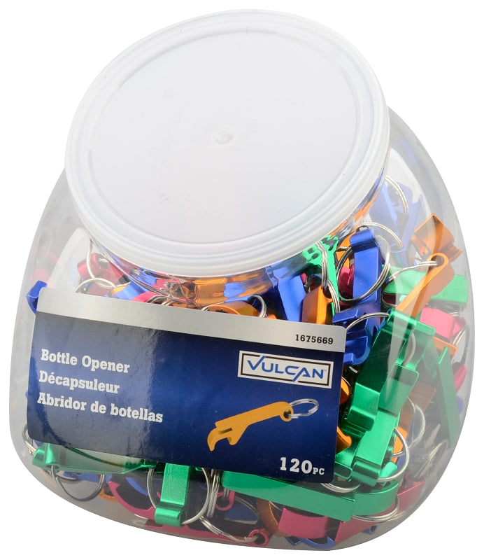 Vulcan SZ007-1 Key Ring, Key Ring Ring, 7/8 in Dia Ring, Aluminum Case, Blue/Gold/Green/Pink, Pack of 120