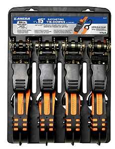 Ancra SL91 Tie-Down, 1 in W, 15 ft L, Polyester, Bright Orange, 500 lb Working Load, S-Hook End