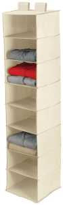 Honey-Can-Do SFT-01253 Closet Organizer, 12 in W, 54 in H, 8-Shelf, Canvas, Beige, Pack of 6