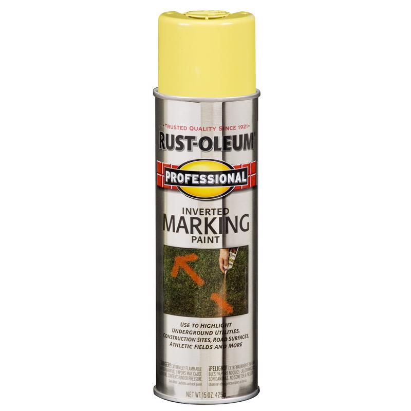 Rust-Oleum Professional High Visibility Yellow Inverted Marking Paint 15 oz, Pack of 6