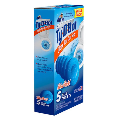 Ty-D-Bol Blue Spruce Scent Automatic Toilet Bowl Cleaner 7 oz Tablet, Pack of 10