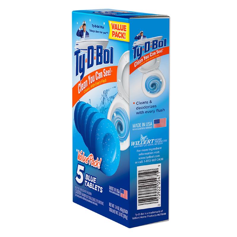 Ty-D-Bol Blue Spruce Scent Automatic Toilet Bowl Cleaner 7 oz Tablet, Pack of 10