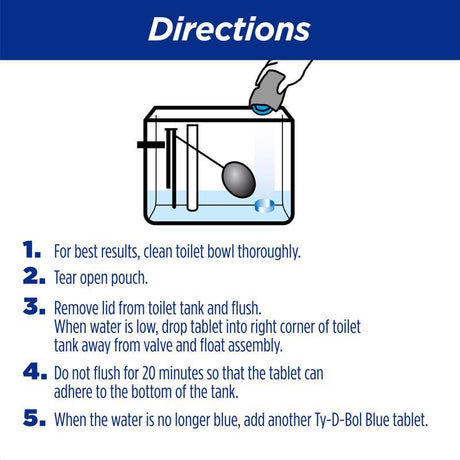 Ty-D-Bol Blue Spruce Scent Automatic Toilet Bowl Cleaner 7 oz Tablet, Pack of 10