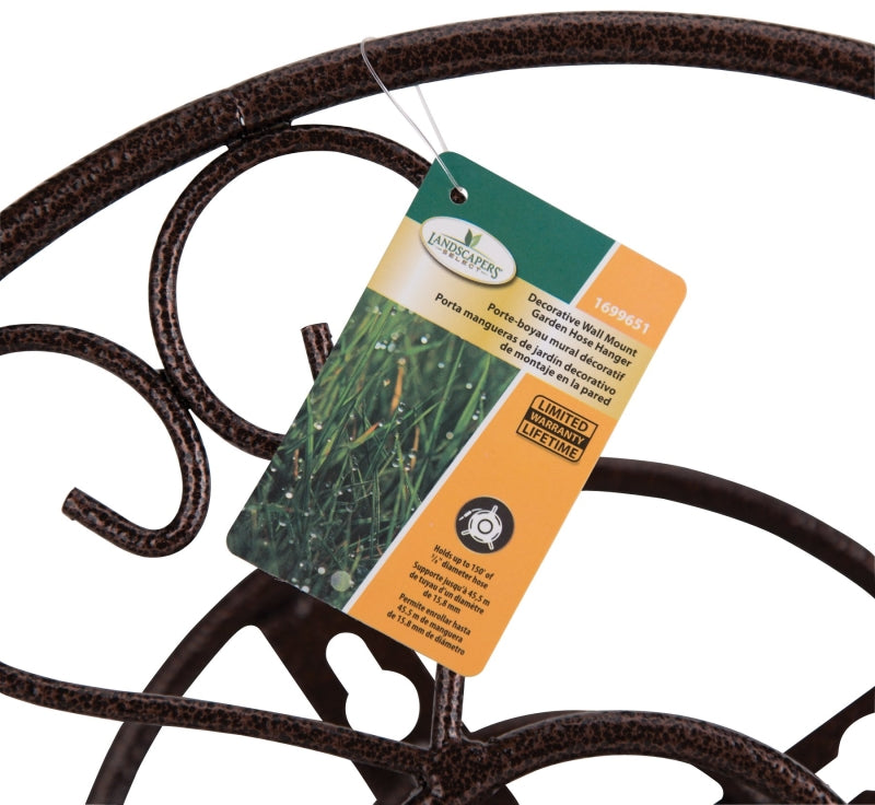 Landscapers Select HH021 Hose Hanger, 150 ft Capacity, Steel, Hammertone Brown, Powder-Coated, Wall Mounting