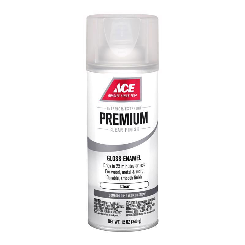 Ace Premium Gloss Clear Paint + Primer Enamel Spray 12 oz, Pack of 6