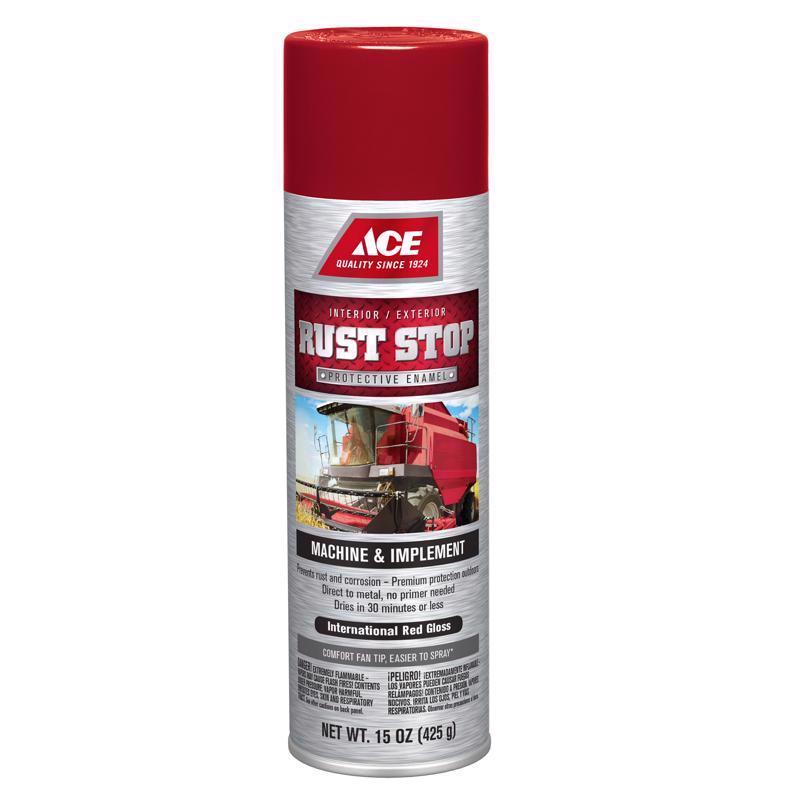 Ace Rust Stop Gloss Black Protective Enamel Spray Paint 15 oz, Pack of 6
