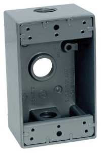 Teddico/Bwf 1753-1 Outlet Box, 1-Gang, 3-Knockout, 3-3/4 in, Metal, Gray, Powder-Coated